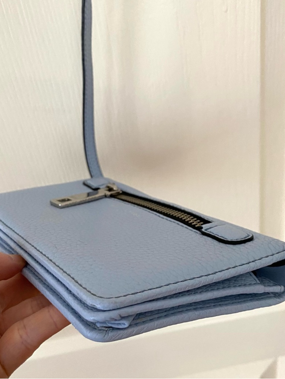 $295 Marc Jacobs Gotham Blue Pebble Leather Adjustable Crossbody Bag Clutch - Picture 6 of 14